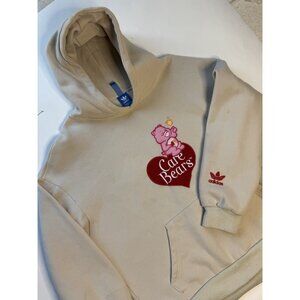 Vintage ADIDAS CARE BEARS Hoodie Size Large Beige Adult Pullover